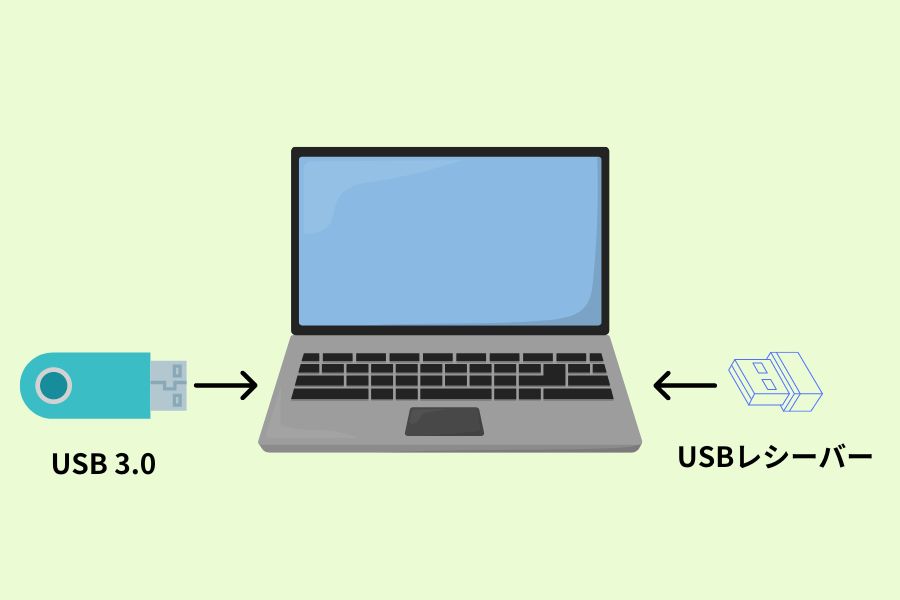 USBレシーバーとUSB 3.0を物理的に離す