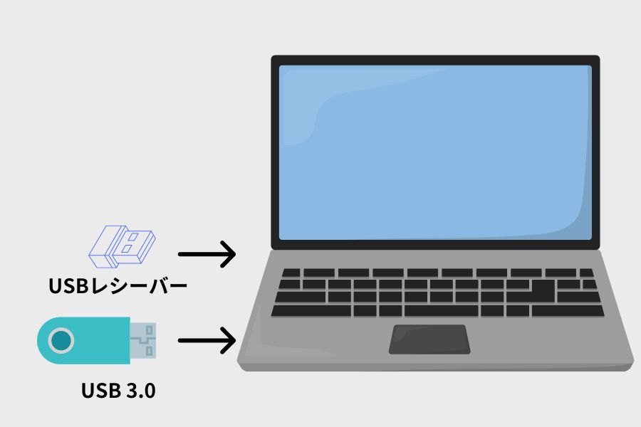 USBレシーバーとUSB 3.0を同時接続