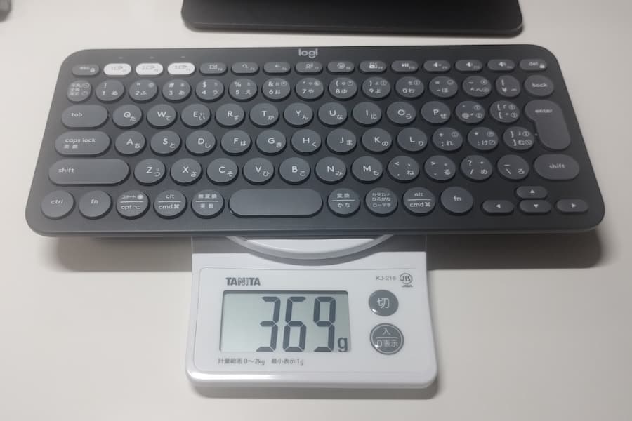 ロジクール Pebble Keys 2 K380sの重量