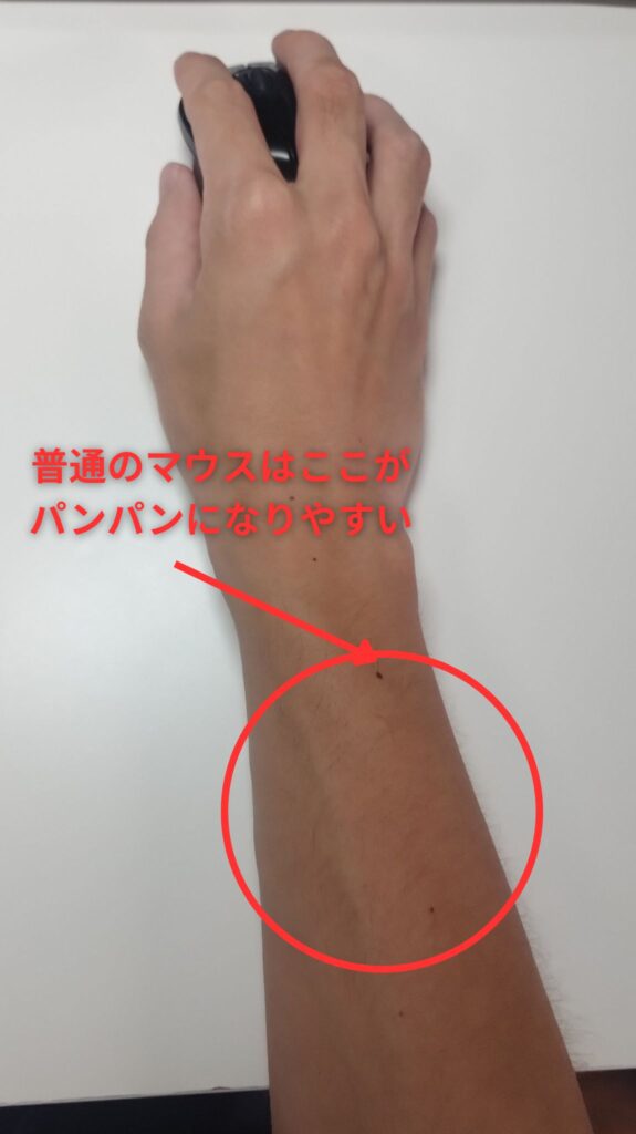 普通のマウスを握っている