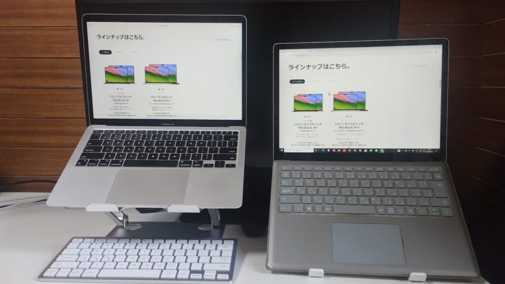 ノートパソコンのディスプレイの高さ比較
